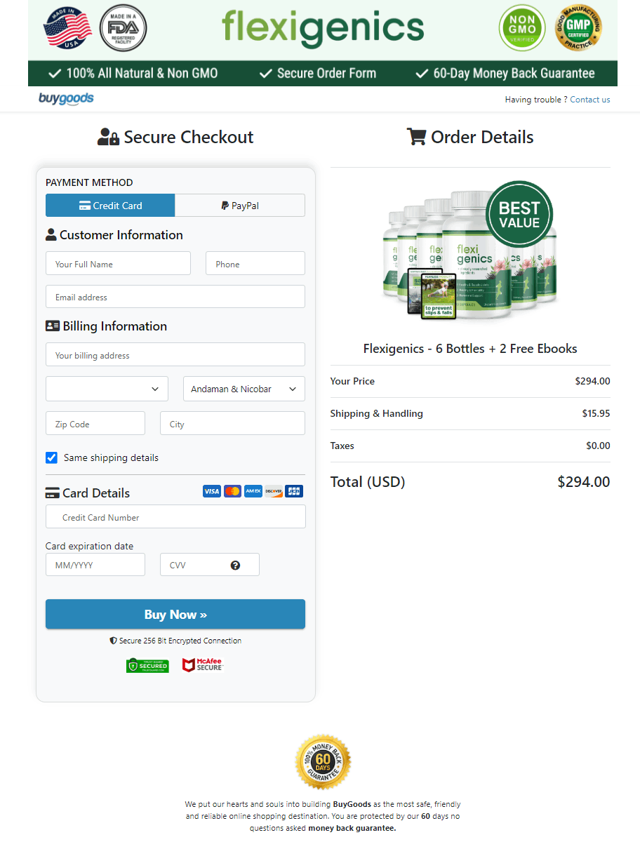 Flexigenics Secure Order Form